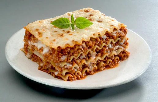 Italian lasagne served on a plate